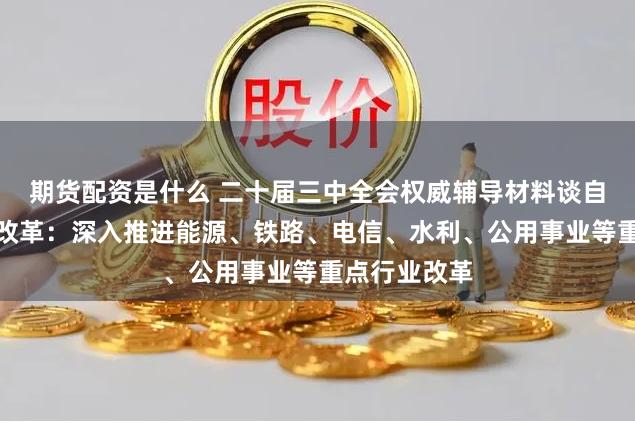 期货配资是什么 二十届三中全会权威辅导材料谈自然垄断行业改革：深入推进能源、铁路、电信、水利、公用事业等重点行业改革